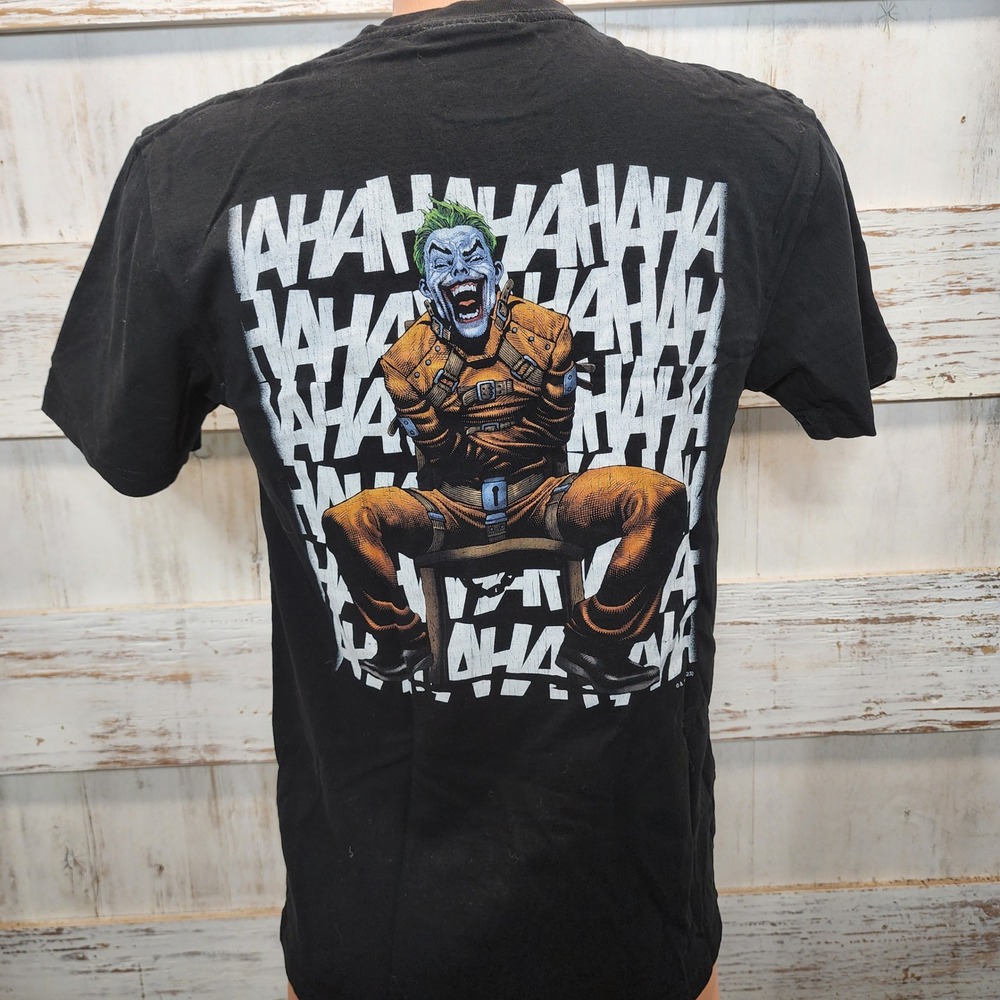 DC Comics The Joker Black Graphic T-Shirt Double Sided Arkham Asylum Mens Small - Picture 7 of 13